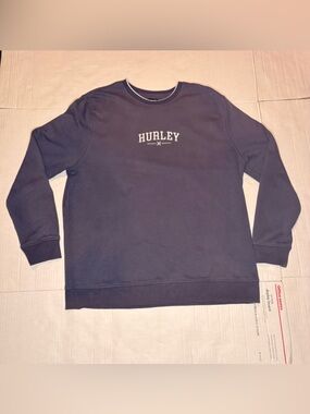 Y2K style Hurley Men's  Navy blue Crewneck Pullover with embroidered Logo